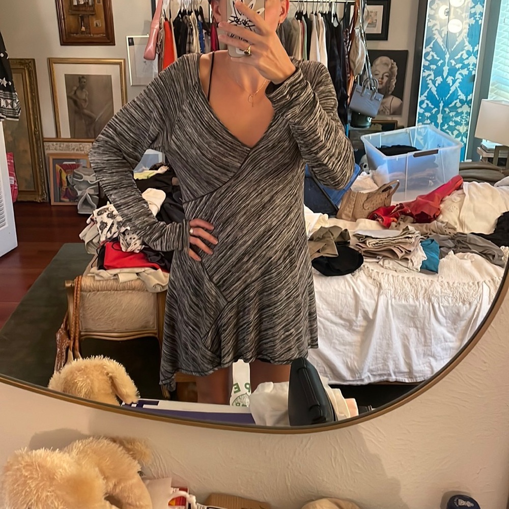 Gray and black v neck top or dress
